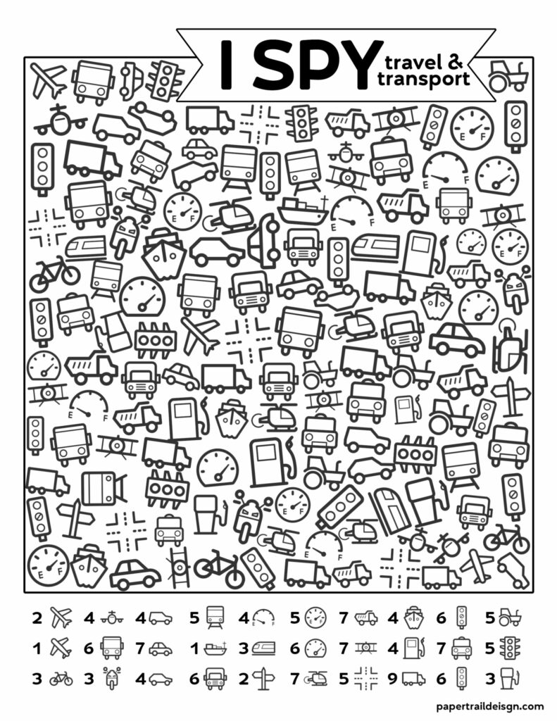 Free Printable I Spy Road Trip Activity {Travel & Transport} - Paper ...