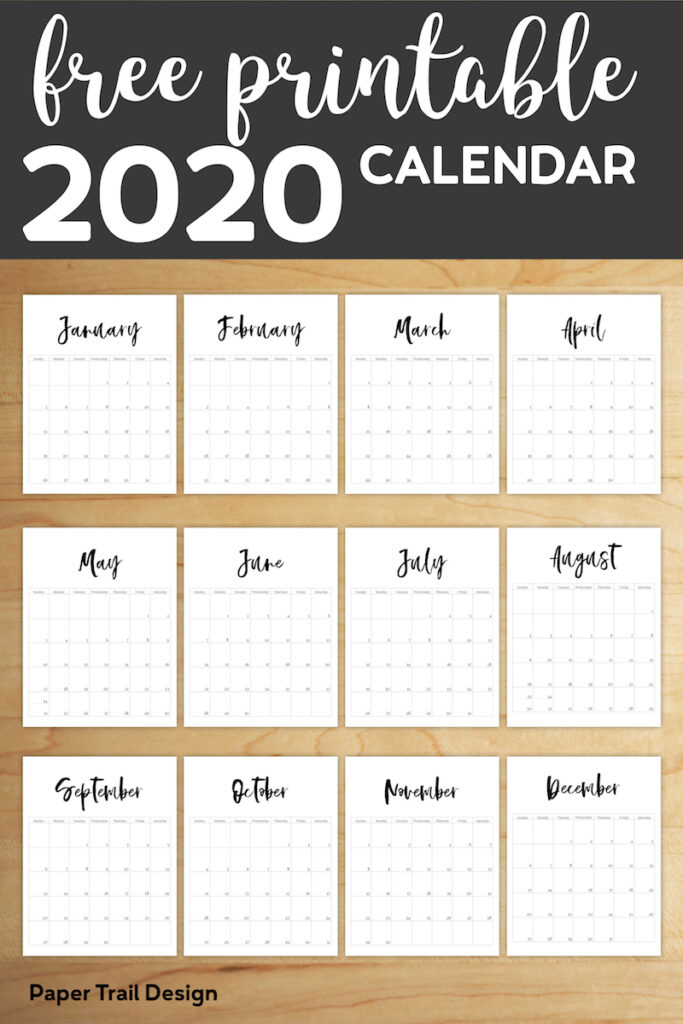 Free Printable 2020 Calendar Template Pages - Paper Trail Design