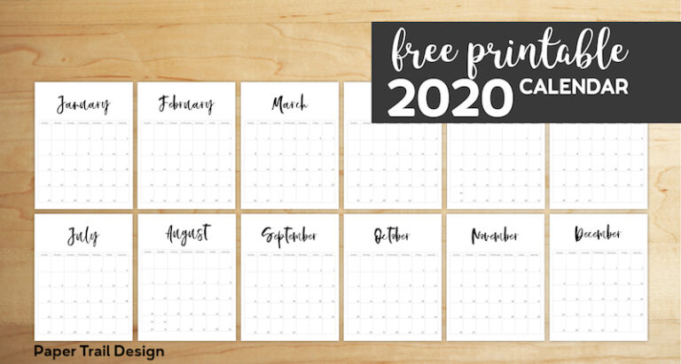 Free Printable 2020 Calendar Template Pages - Paper Trail Design