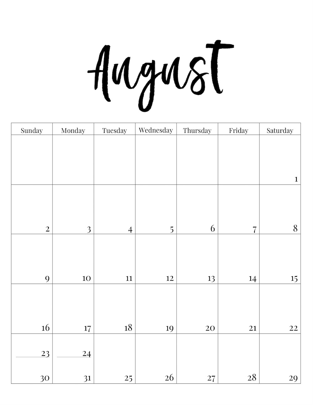 Free Printable 2020 Calendar Template Pages - Paper Trail Design