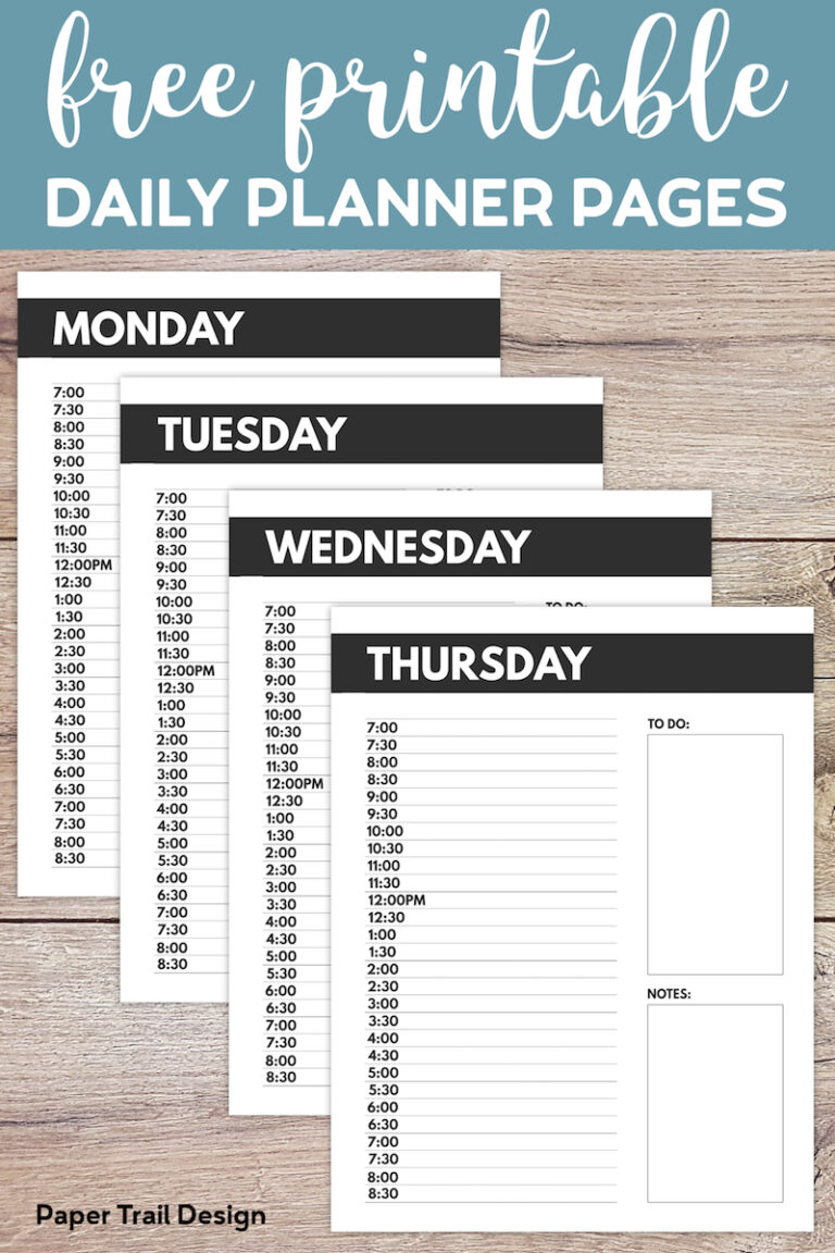 Daily Planner Printable Pages - Paper Trail Design