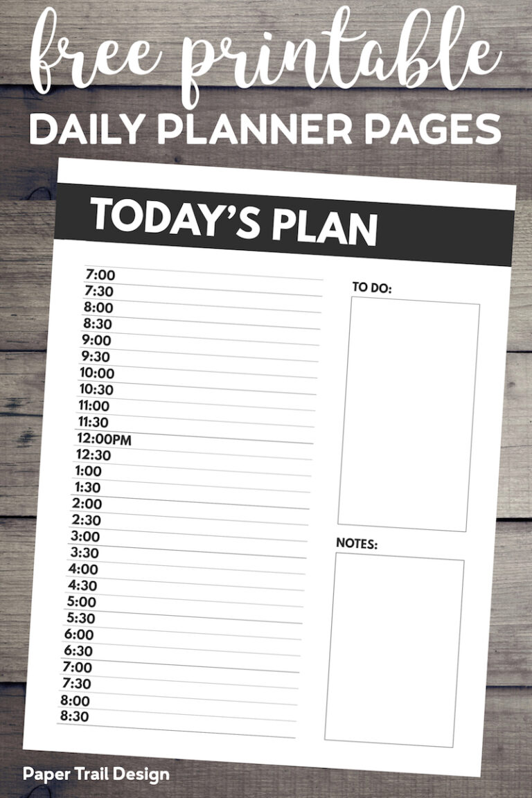 Daily Planner Printable Pages - Paper Trail Design