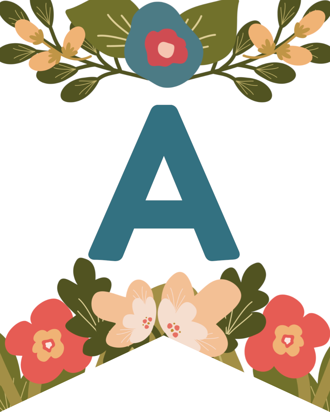 Floral Free Printable Alphabet Letters Banner Paper Trail Design ...