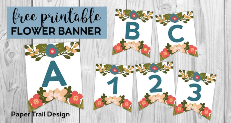 Flower Alphabet Banner Letters Free Printable - Paper Trail Design