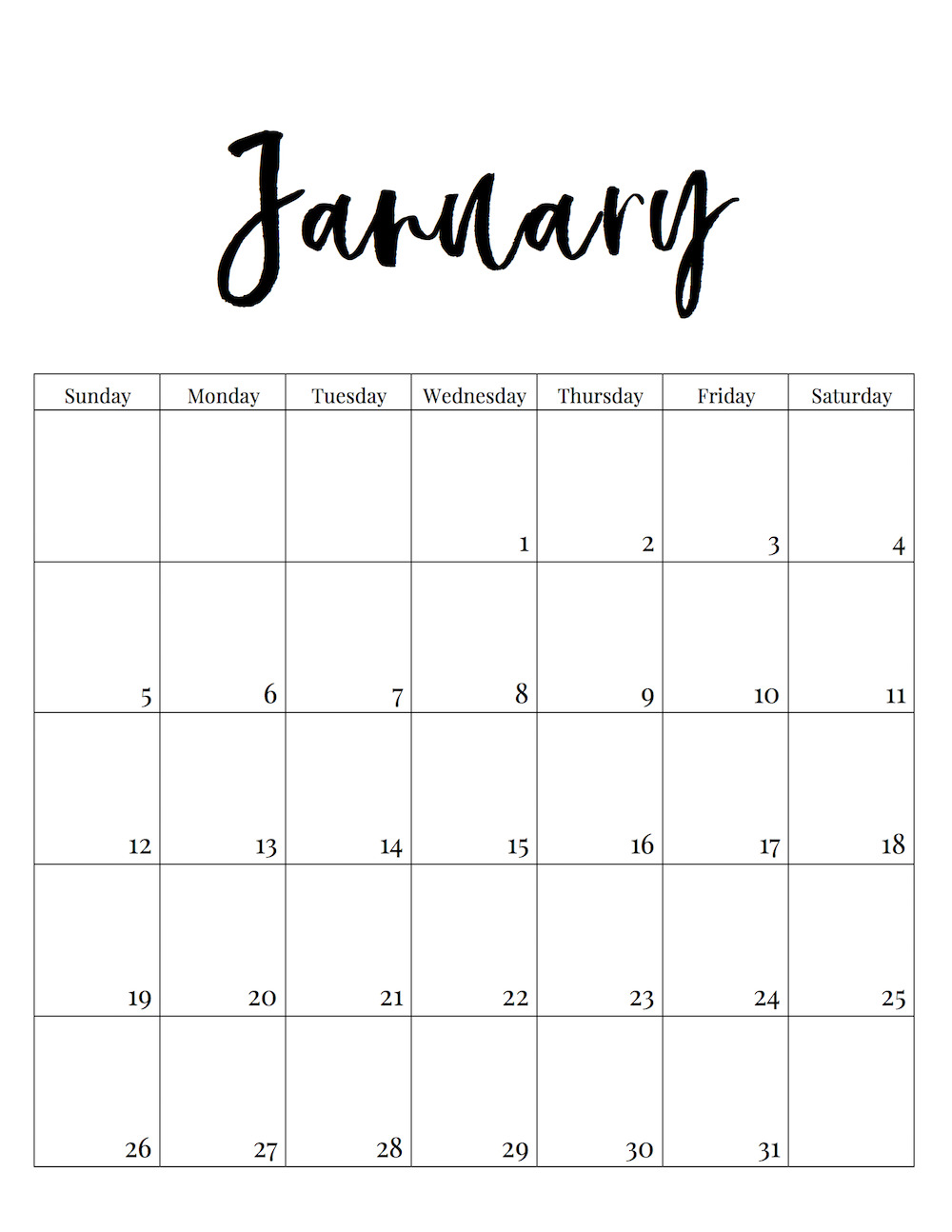 Free Printable 2020 Calendar Template Pages - Paper Trail Design