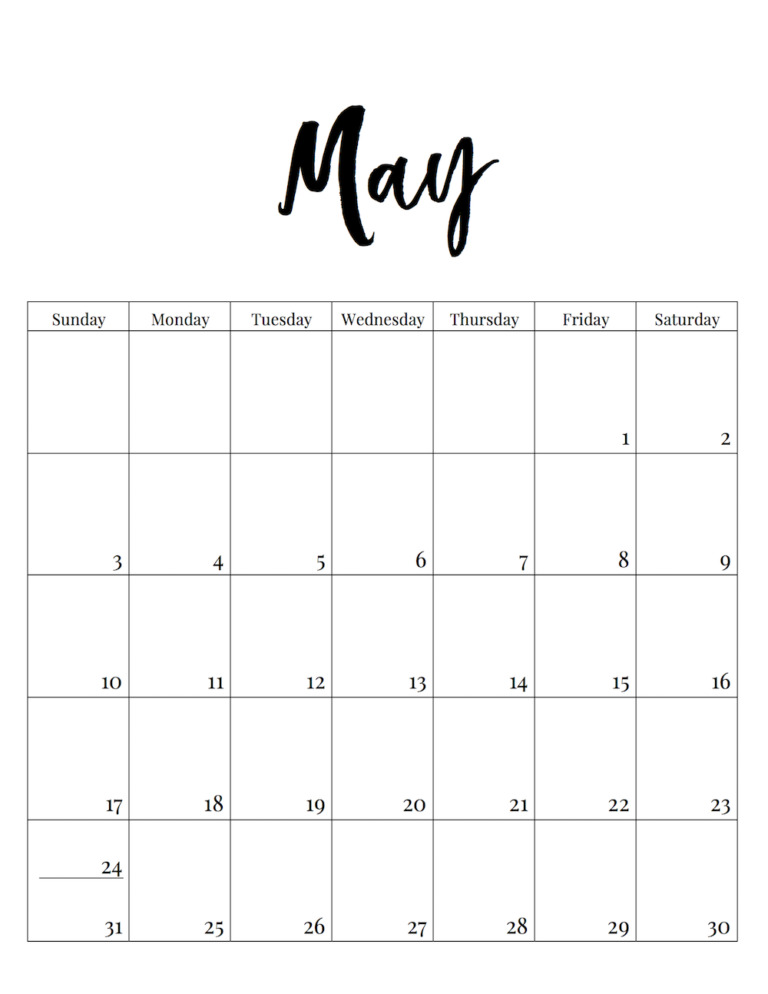 Free Printable 2020 Calendar Template Pages - Paper Trail Design