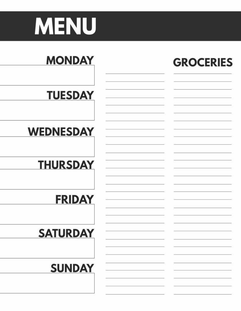 Meal Planner Printable Template - Paper Trail Design