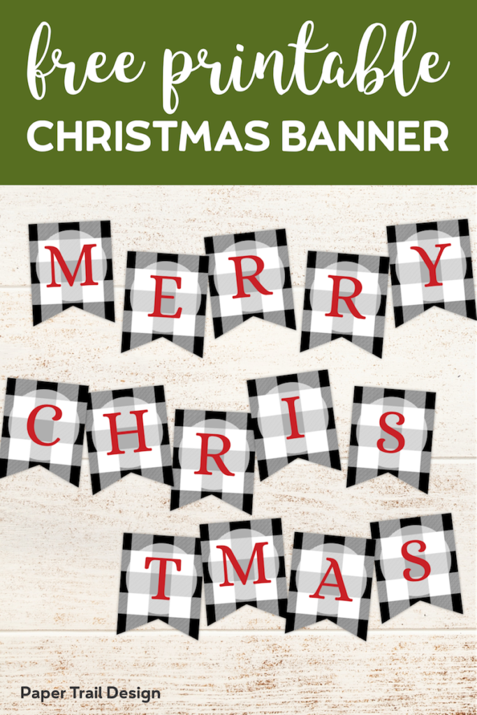 Plaid Christmas Banner Letters Printable - Paper Trail Design