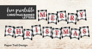 Plaid Christmas Banner Letters Printable - Paper Trail Design