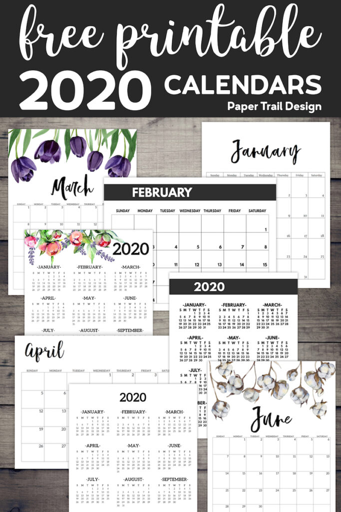 Free Printable 2020 Calendars {12 Templates} - Paper Trail Design