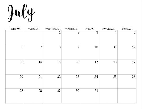 Free Printable 2020 Calendar - Monday Start | Paper Trail Design