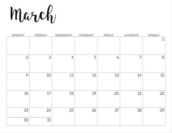 Free Printable 2020 Calendar - Monday Start - Paper Trail Design