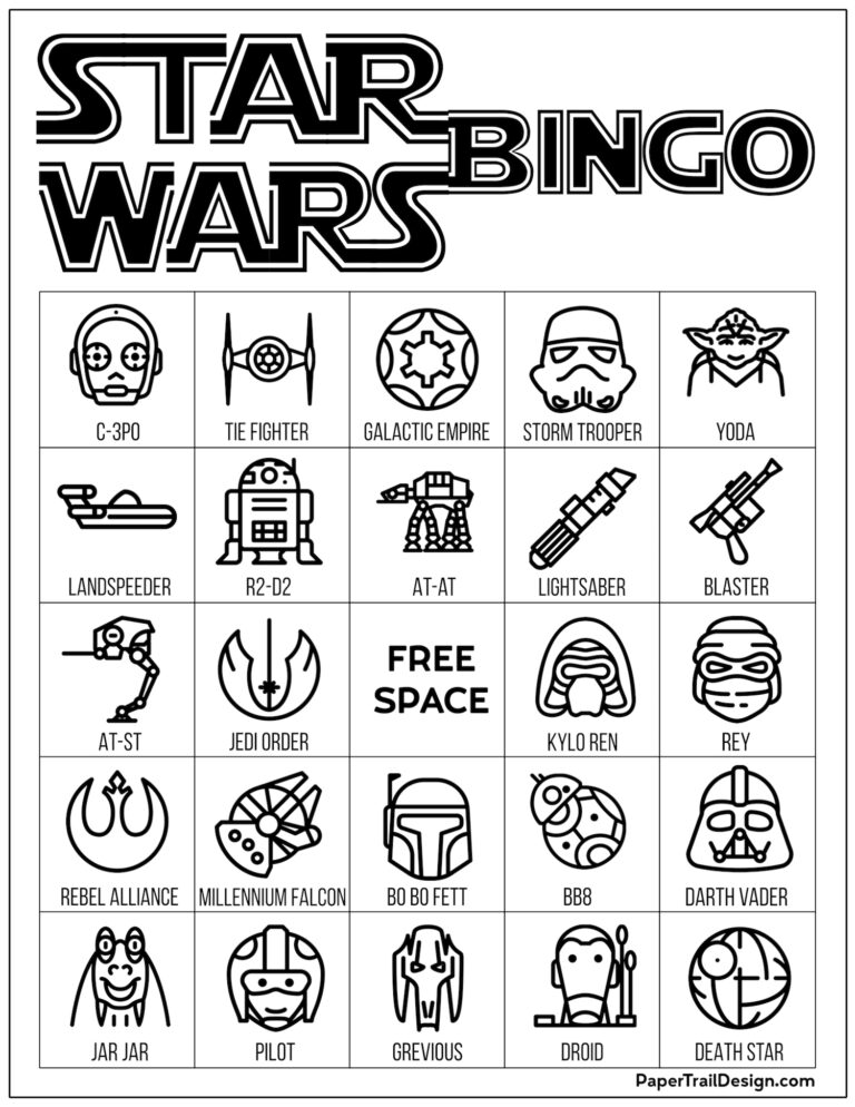 Star Wars Bingo {Free Printable Party Game} Paper Trail Design