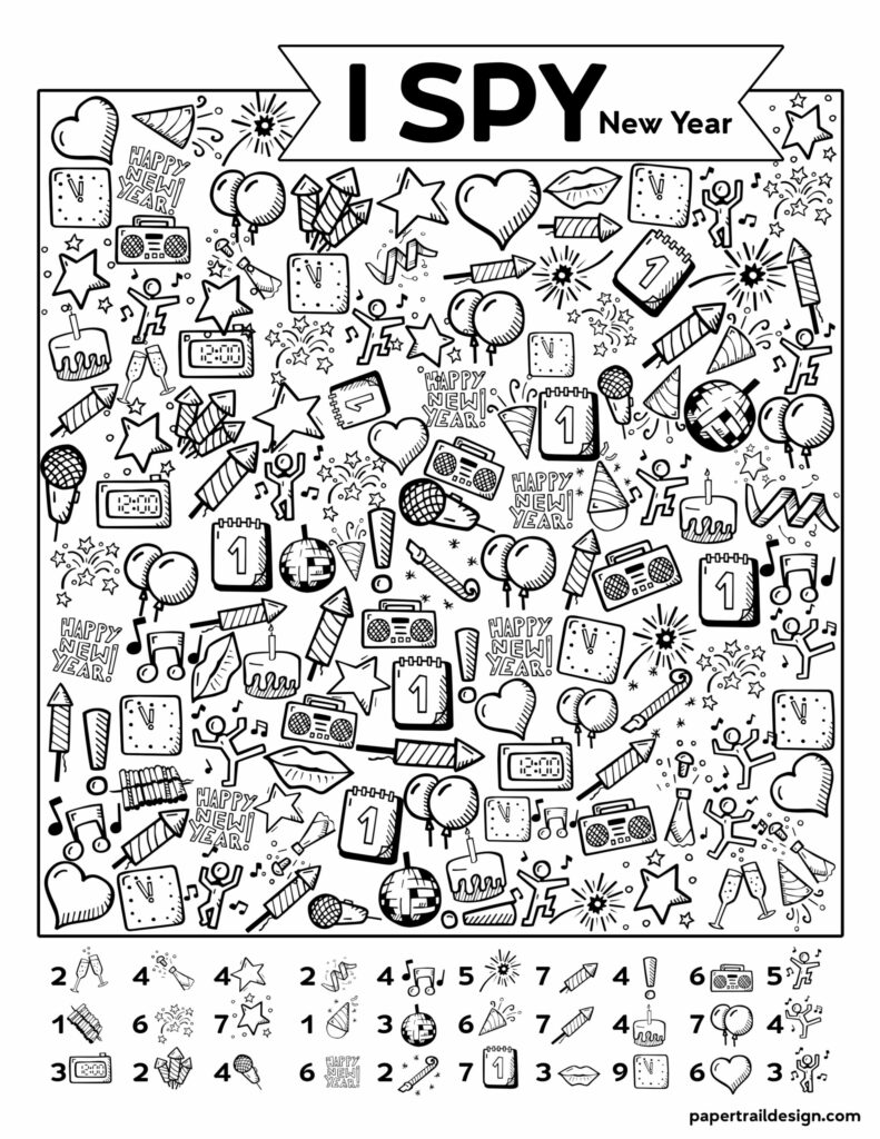 Free Printable New Year I Spy Activity - Paper Trail Design