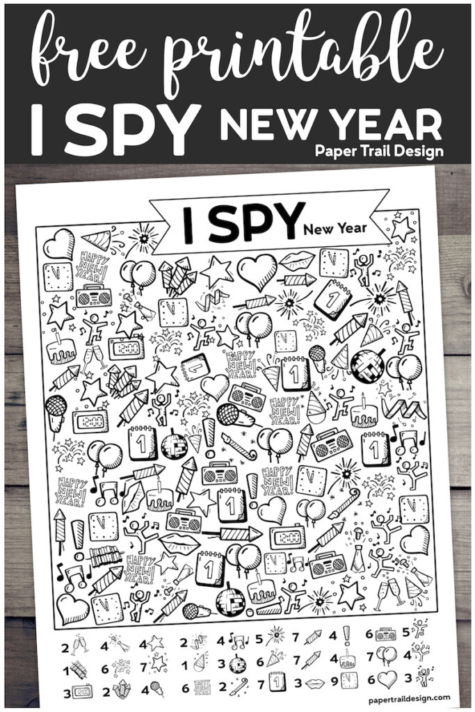 Free Printable New Year I Spy Activity Paper Trail Design