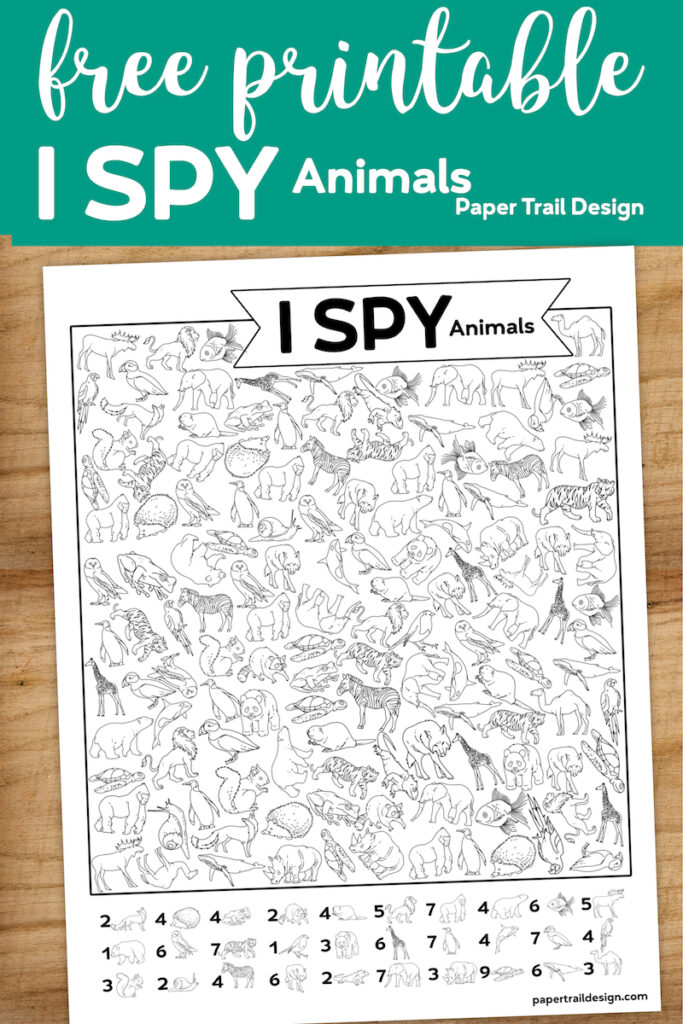 Free Printable I Spy Animal Activity Boredom Buster - Paper Trail Design