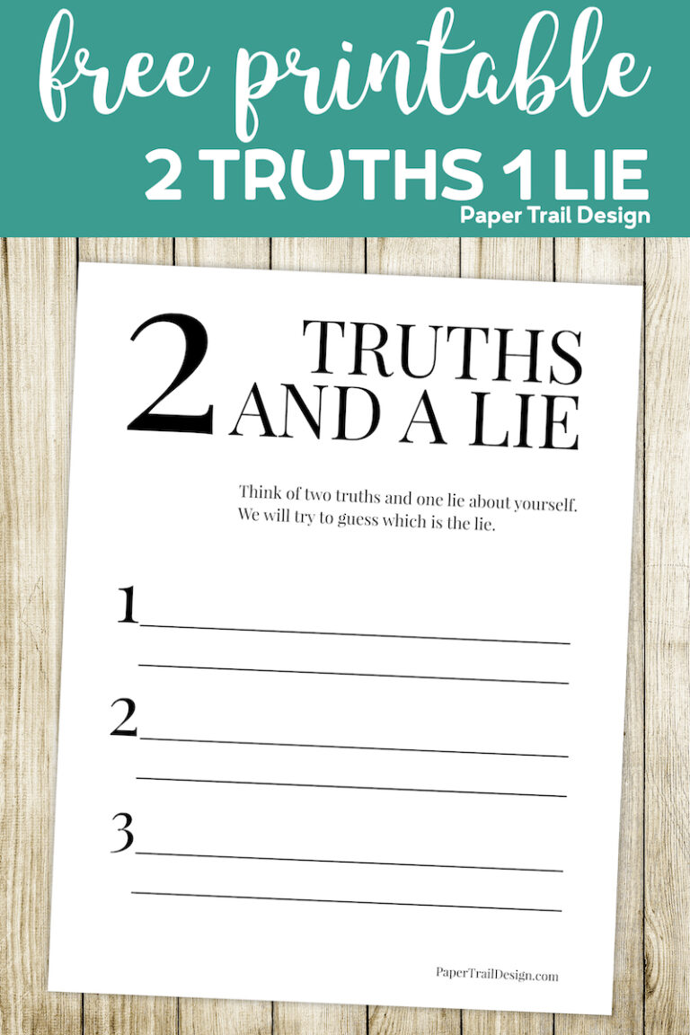 Two Truths and a Lie Game {Free Printable} - Paper Trail Design