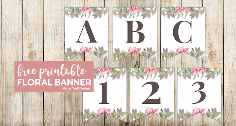free printable floral alphabet banner letters paper trail design