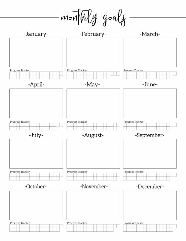 Monthly Goal Setting Worksheet with Progress Tracker - Paper Trail Design