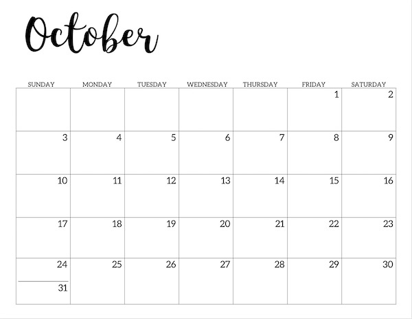 2021 Calendar Printable Free Template | Paper Trail Design