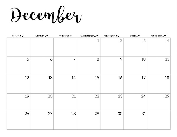 2021 Calendar Printable Free Template | Paper Trail Design