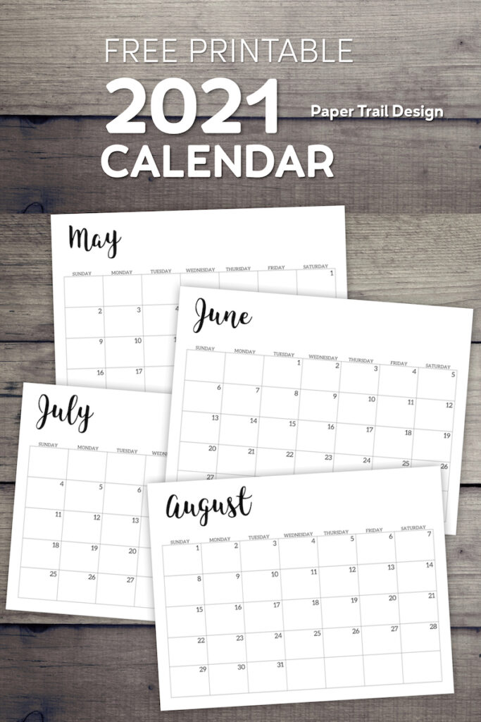 2021 Calendar Printable Free Template - Paper Trail Design