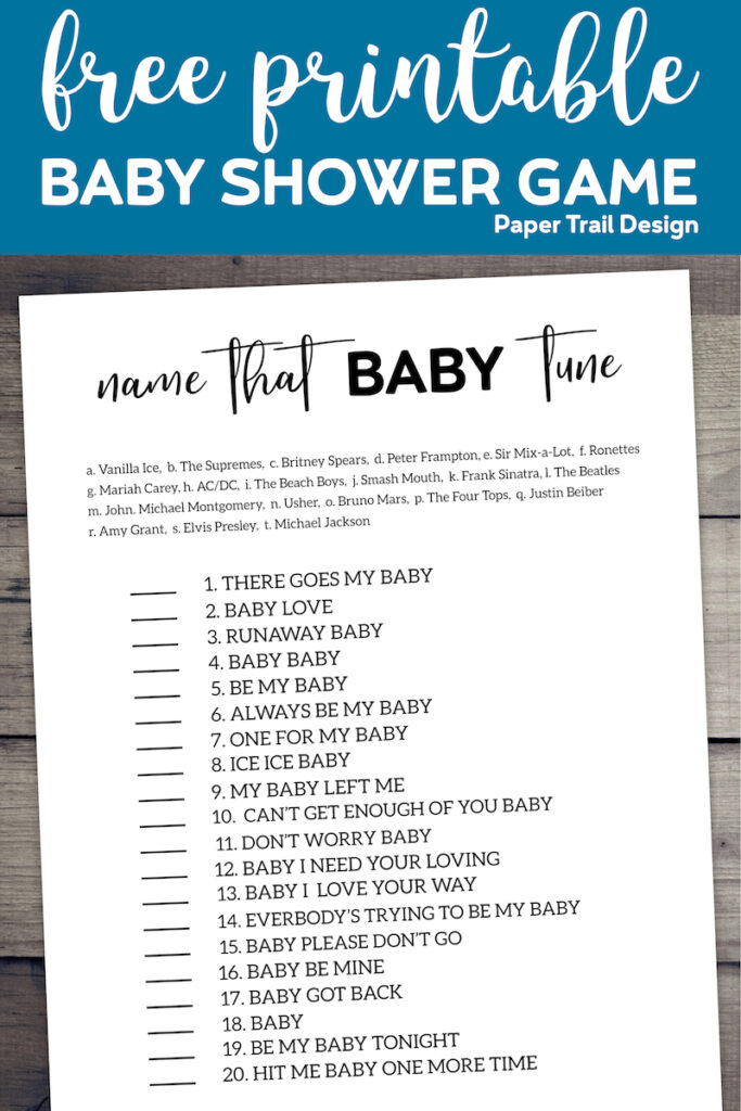 Name That Tune Baby Shower Game - Paper Trail Design