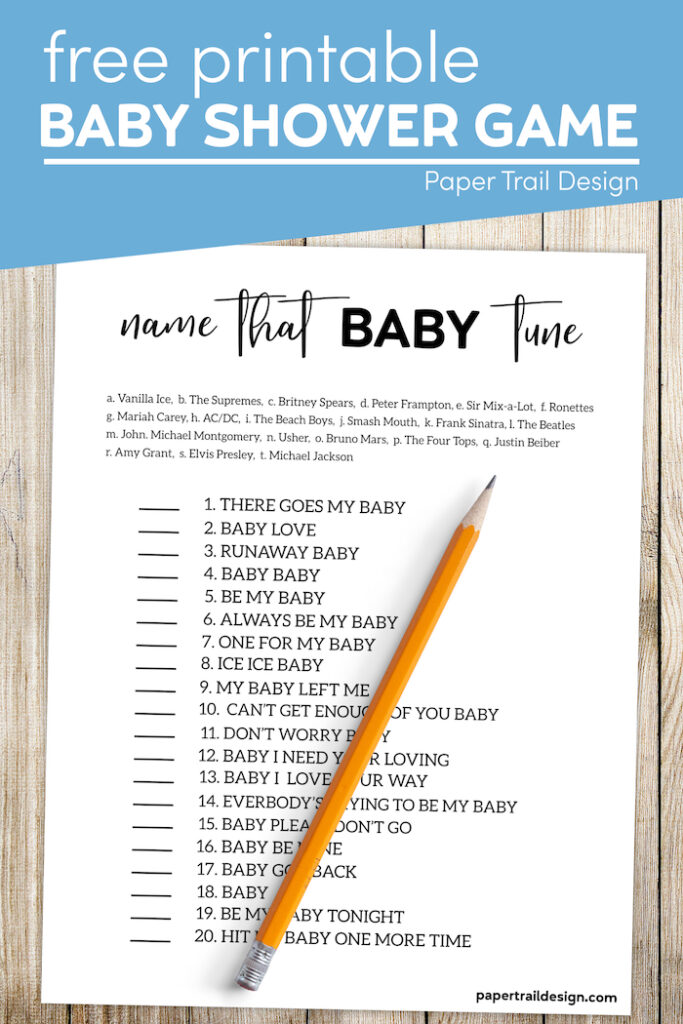 Name That Tune Baby Shower Game - Paper Trail Design