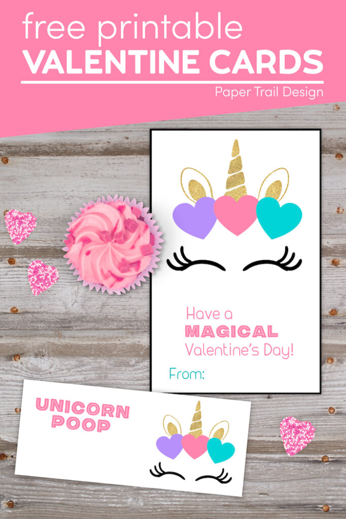 Free Printable Unicorn Valentine Cards - Paper Trail Design