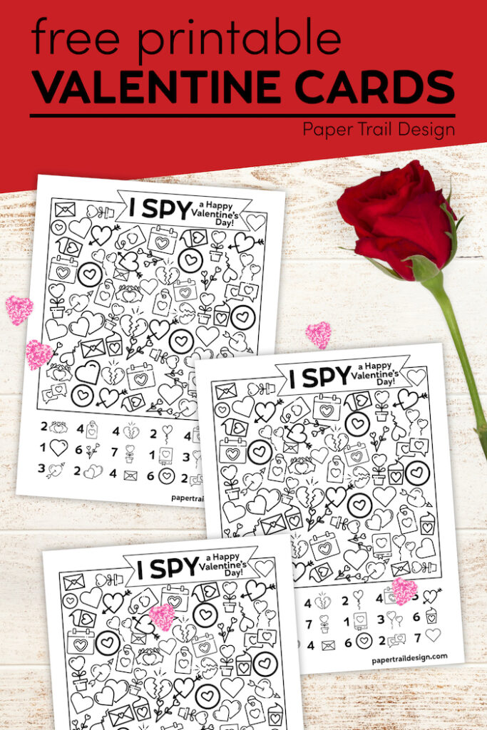 Free Printable I Spy Valentine Exchange Cards - Paper Trail Design