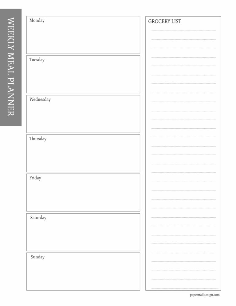 Free Meal Planner Printable Template - Paper Trail Design