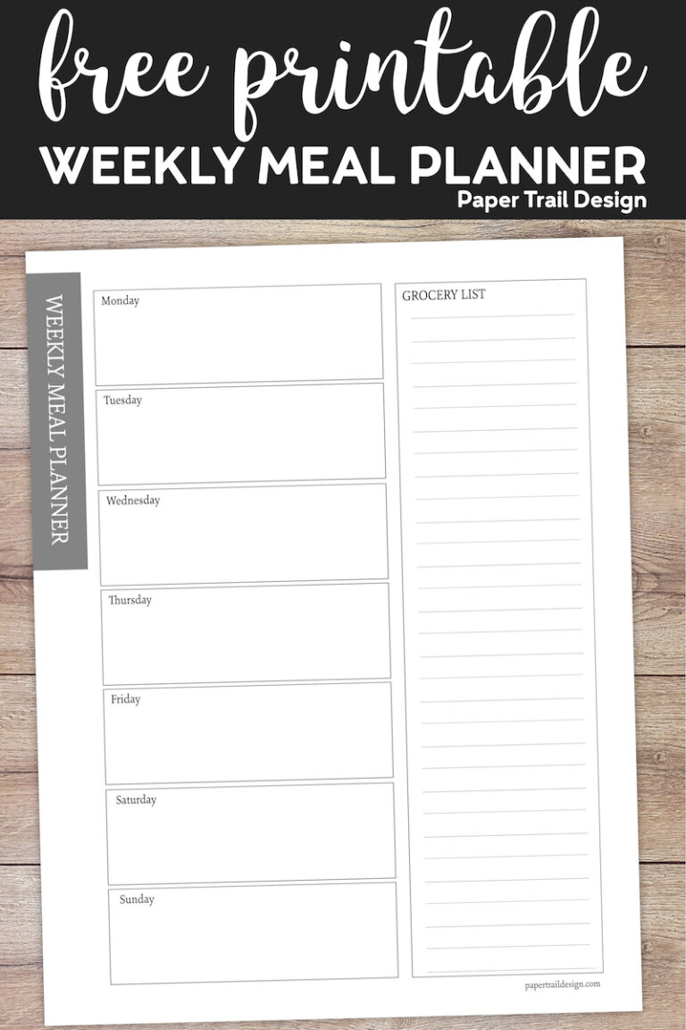 Free Meal Planner Printable Template - Paper Trail Design