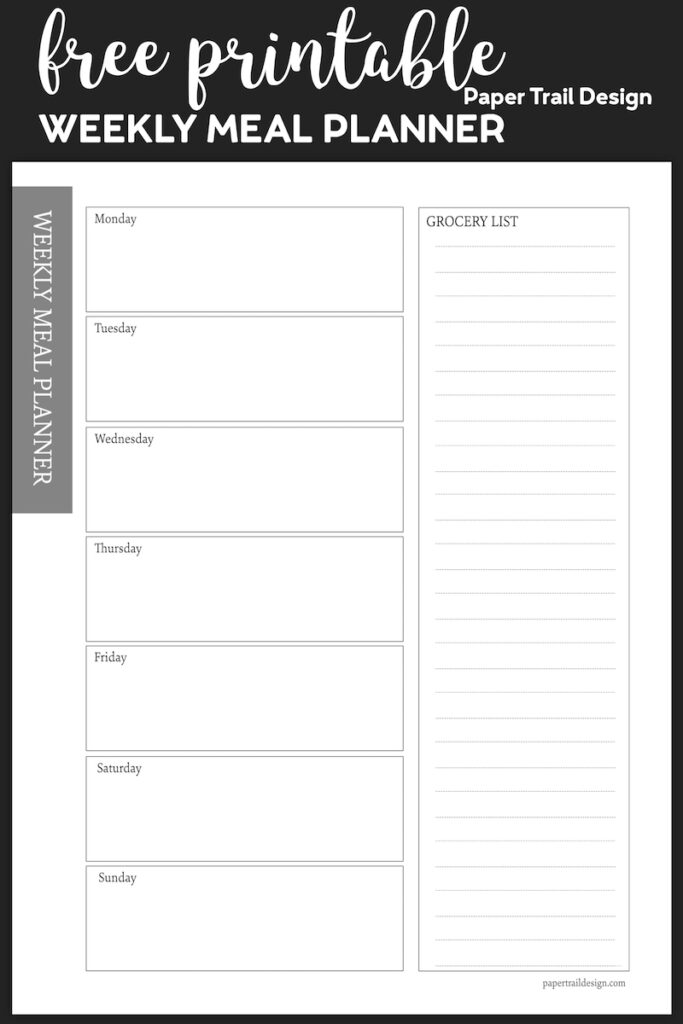 Free Meal Planner Printable Template - Paper Trail Design