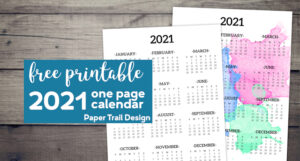 Free Printable 2021 Calendars - Paper Trail Design