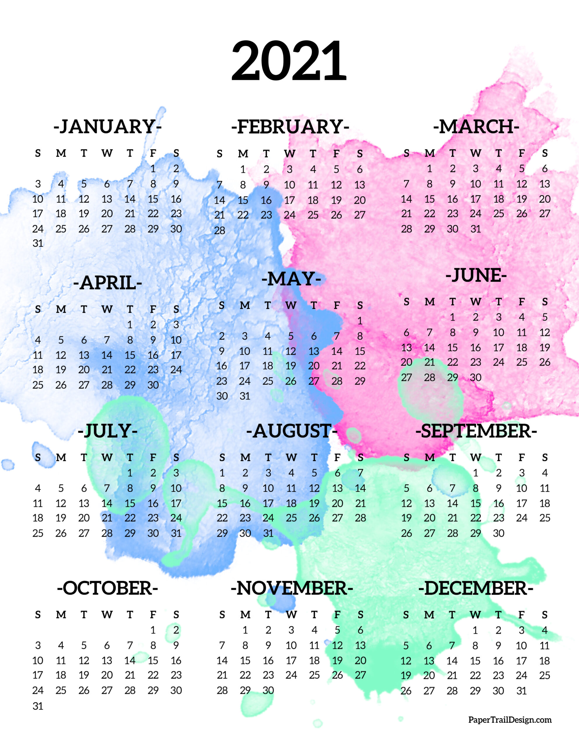 mini calendar 2021 free printable
