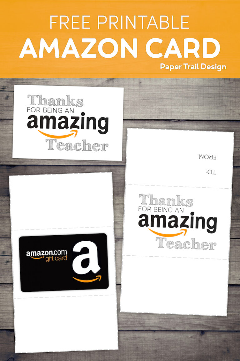 Free Printable Amazon Teacher Gift Card Holder Paper Trail Design