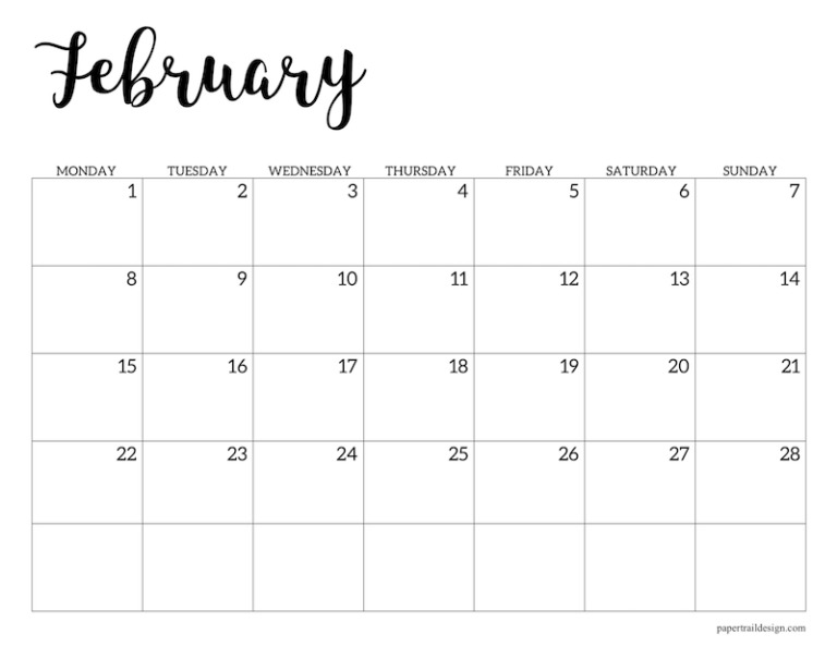 Free Printable 2021 Calendar - Monday Start - Paper Trail Design