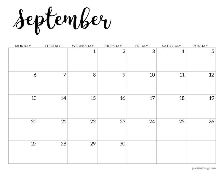 Free Printable 2021 Calendar - Monday Start - Paper Trail Design