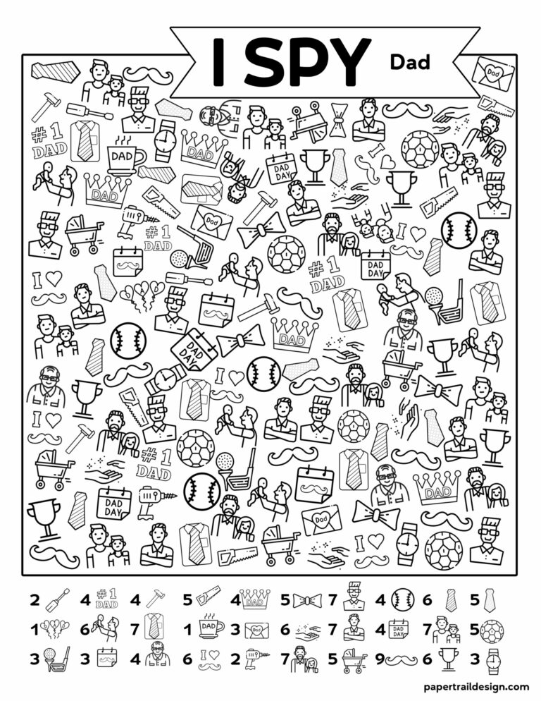 Free Printable I Spy Father's Day Activity - Paper Trail Design