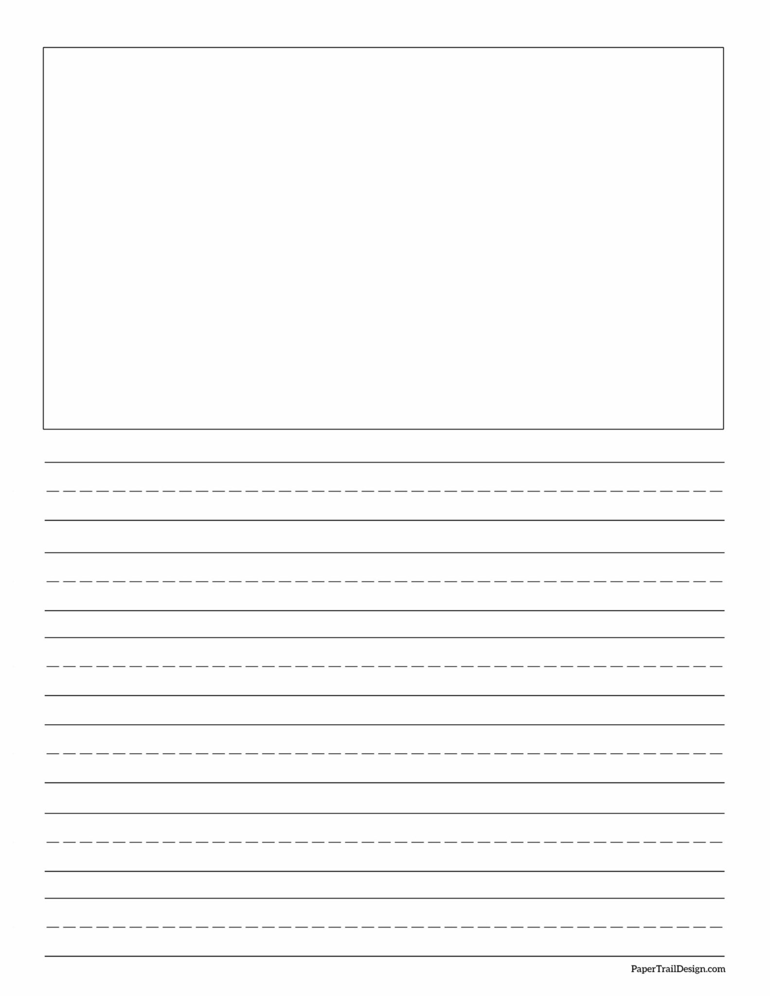 free printable lined writing paper with drawing box