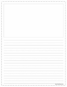 free printable lined writing paper with drawing box paper trail design