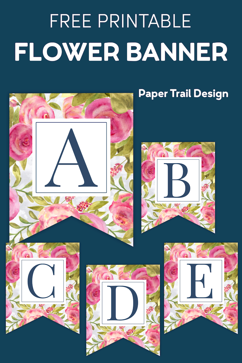  floral Free Printable Alphabet Letters Banner Paper Trail Design 