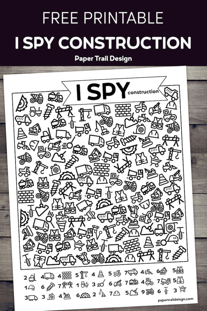 Free Printable I Spy Construction Activity - Paper Trail Design