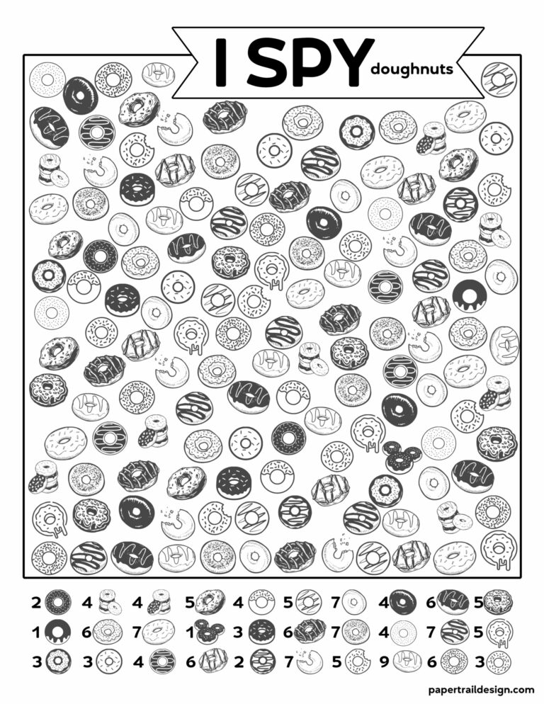 Free Printable I Spy Doughnuts Activity - Paper Trail Design