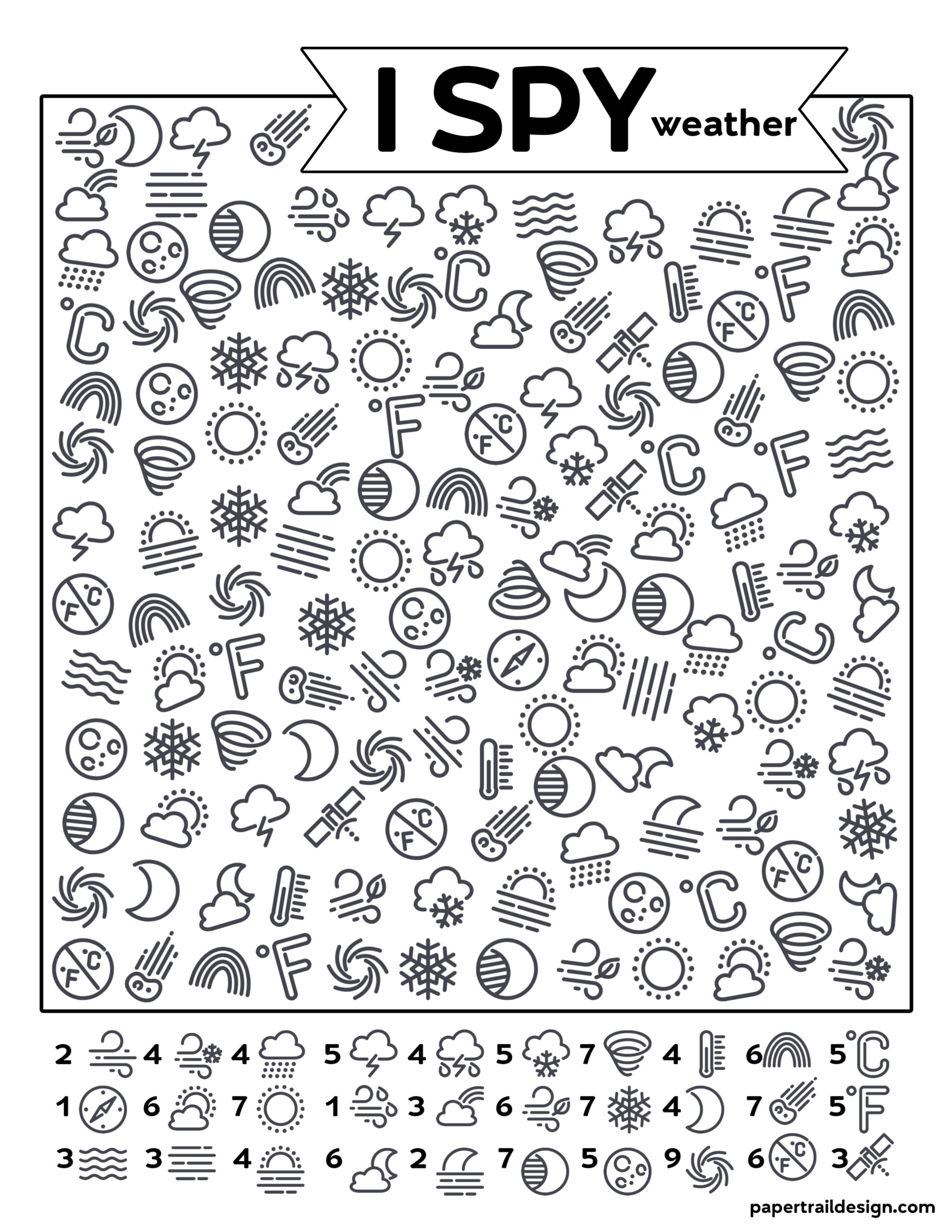 Free Printable I Spy Weather Activity Paper Trail Design