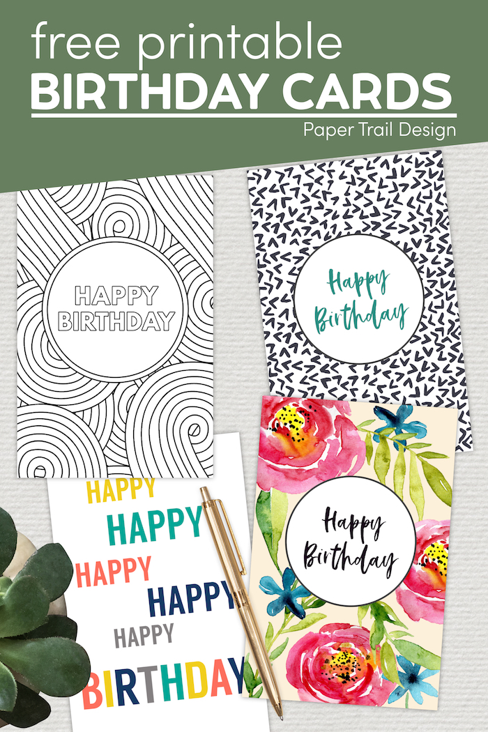 Free Printable Birthday Cards - Paper Trail Design