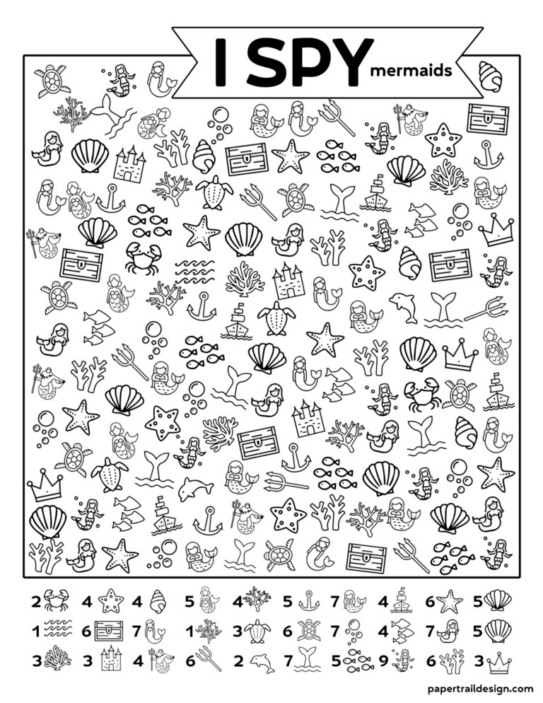 Free Printable I Spy Mermaids Activity - Paper Trail Design