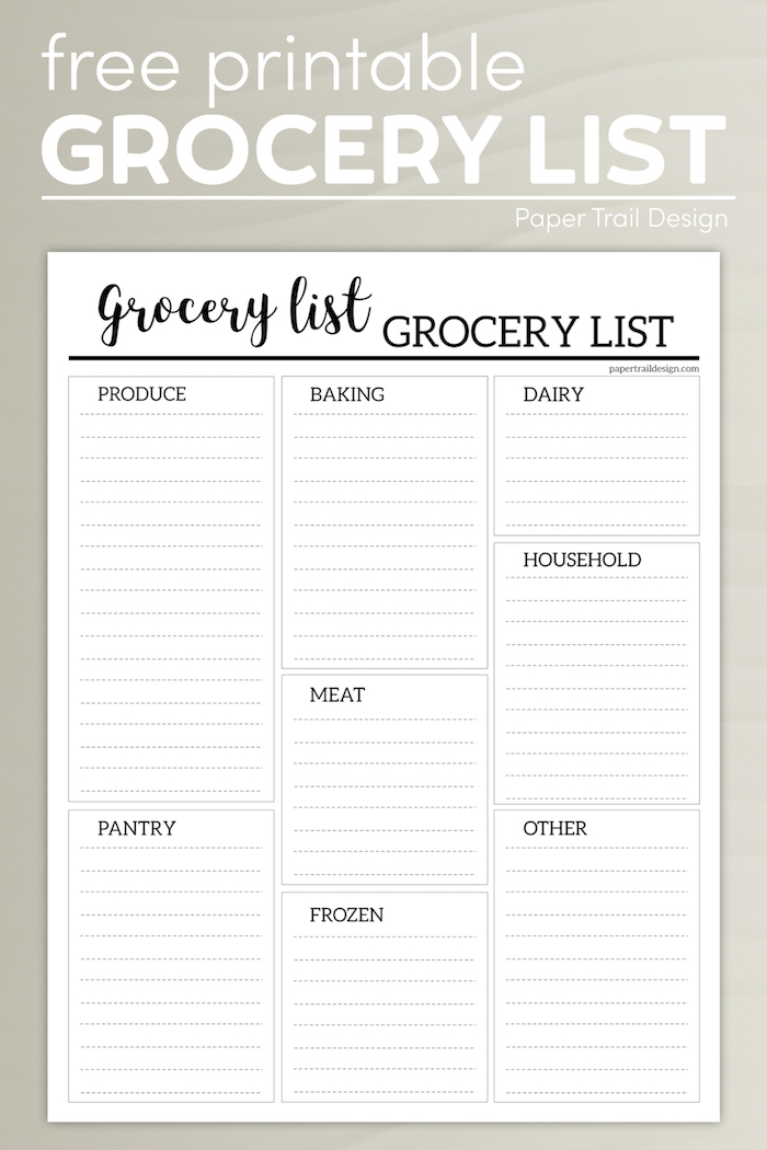 Free Grocery List Printable - Paper Trail Design