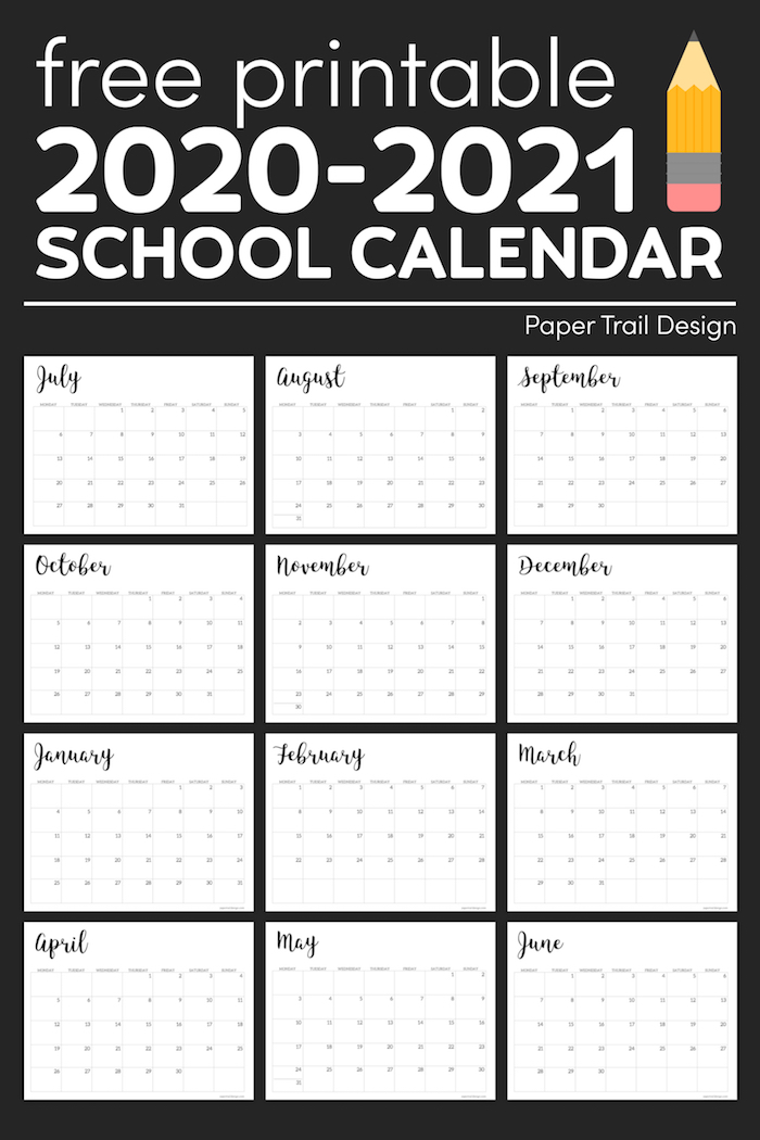 2021 And 2020 School Calendar Printable Free For Class Free Printable