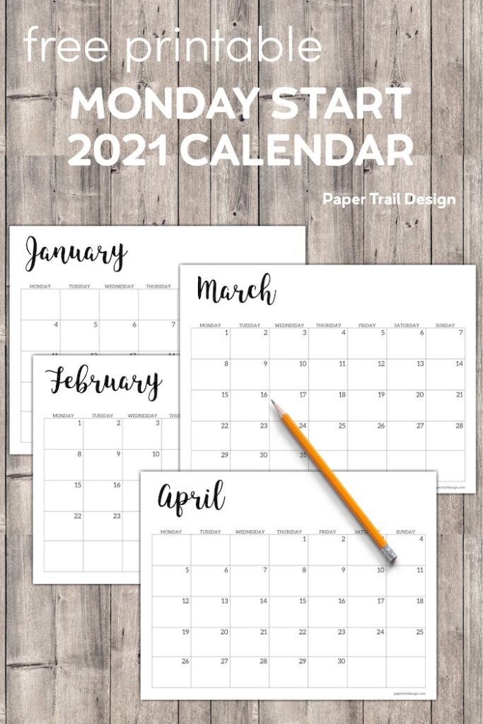 Free Printable 2021 Calendar - Monday Start - Paper Trail Design